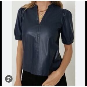 Tuckernuck Hyacinth House Women’s Blue Puffy Sleeves VeganLeather Small